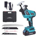 blayram Cordless Reciprocating Saw, 21V 2- Speed Mode Cordless(Brushless Motor) with One 2Ah Battery & Charger and 4 Saw for PVC/Wood/Metal Cuting