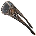 Fishoholic Pro Series Polarized Fishing Sunglasses w' Rubber Accents - Free Case & Pouch - UV400 Sun Protection - Fishing Gift (Camo-MB-blk)