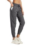 Willit Women's Studio Joggers Hiking Travel Dance Pants Striped Workout Lounge Drawstring Pants with Pockets Shale 12
