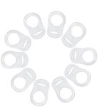 10Pcs Baby Dummy Pacifier Holder Clip Ring Button Style Pacifier Adapter Soft Silicone Baby Pacifier Clips Holders Dummy Clips Adapter(Clear)