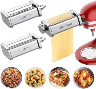 Pasta Attachment for KitchenAid Mixer, Includes Pasta Sheet Roller, Spaghetti Cutter, Fettuccine Cutter, 3Pcs Kitchenaid Pasta Attachment by HOZODO