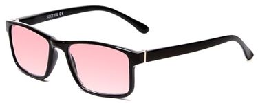 Calabria Pink FL-41 Tinted Reading Glasses Light Sensitivity Men Women Outdoor Indoor Fluorescent Photophobia Eyeglass, Black/Fl-41 Lens, Medium