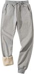 Gihuo Men's Winter Fleece Pants Sherpa Lined Sweatpants Athletic Running Sweatpants Ribbed Leg Comfy Warm Jogger Pants (Light Grey, Small)