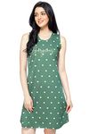 ZEYO Women's Cotton Night Dress Heart Printed Green Knee Length Night Gown 5326