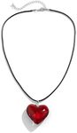 Red Heart Necklace Heart Shaped Necklace Chunky Glass Puffy Heart Choker Adjustable Goth Black Velvet Chain Heart Choker Necklace for Women Girls Teen Girl