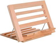 U.S. Art Supply Hampton Large Wooden Table Easel, Cookbook Stand, Text Book Tablet Rest, Premium Beechwood - Adjustable Incline, 2 Flip-Up Page Holders - Kitchen Countertop Recipe Rack - Portable Wood