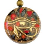 Orgonite Necklace, Eye of Horus, Amulet of Protection -Healing Crystals and Stone Black Tourmaline Onyx, Pyrite, Coral SBB Coil - Yoga, Meditation, Reiki,Handmade, Arte Orgones