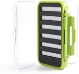 Maxcatch Two-Sided Waterproof Fly Box Slit Foam Fly Fishing Box (Large-5.9''×3.9''×1.7'', Green)