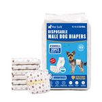 Pet Soft Disposable Male Dog Wraps 20 Counts - Dog Nappies Male, Super Absorbent Male Puppy Dog Diapers Incontinence Nappy Wraps with Wetness Indicator (XS-20 Count)