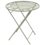 Maribelle White Round Metal Floral Designed Folding Outdoor Garden Patio Dining Table