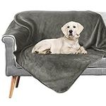 furrybaby Waterproof Dog Blanket, Fluffy Pee Proof pet Blanket for Couch Bed Protection Washable Reversible Pet Fleece Sherpa Throw Blanket Furniture Protector Grey(76×127cm)