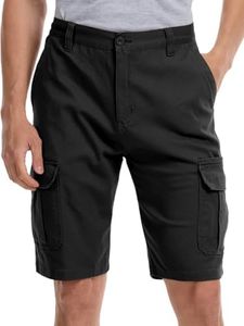WORK IDEA Men's Cargo Stretch Short, Classic Style, Relaxed Fit Work Shorts Black