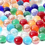 FUTUREPLUSX 150PCS Glass Marbles Bulk, 5/8inch Round Glass Marbles Vase Fillers Glass Beads Gem Pebbles for Kids Marble Games DIY Home Decor