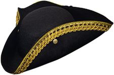 Dress Up America Tricorn Hat for Adults - Historical Colonial Hat for Men - Black - One Size (Tricorn Hat 2, Black)