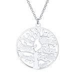INBLUE Grandma Necklace with Birthstones/Tree of Life Pendant, 1~8 Name Necklace Birthstones, Personalized Necklaces with Kids Names & Picture, Sterling Silver Friend Family Names Necklace(S2/7)