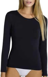 Valko Maglia Termica Donna - Manica Lunga - Inter - Abbigliamento Intimo – Pack da 1 o 2 pz (M, Nero)