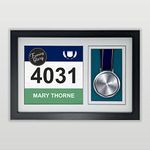 Running Race Bib & Medal Display Frame : Suitable for Marathon Medal & Running Bibs (Black Frame - White Mount)