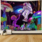 FENDROM Blacklight Astronaut Space Tapestry,Alien Mushroom Galaxy Universe Planet Glow in Dark Wall Hanging for Men, Boys and Teens Cool Poster Room Decor