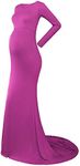 Maternity Elegant Fitted Photography Gown Long Sleeve Slim Fit Maxi Photography Floor Baby Shower Grace Dress Photo Shoot, Violet Purple, X-Large