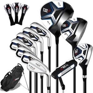 PGM Men's Complete Golf Club Sets - 11 Pieces - 2 Wood (#1,3), 1 Hybrid (#4H), 7 Irons(#5,6,7,8,9,PW,SW), 1 Putter - Golf Stand Bag - Right Handed - Ideal for Beginners