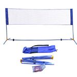 Portable Height Adjustable Badminton Volleyball Tennis Net Set Multi-Purpose Sports Equipment with Poles Stand and Carry Bag for Outdoor Garden Beach 5m/16ft