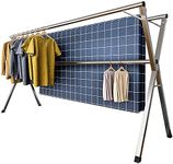 YACASA Clothes Drying Rack, 79 inch Heavy Duty Stainless Steel Laundry Drying Rack, Foldable &Length Adjustable Space Saving Garment Rack, with 20 Windproof Hooks.