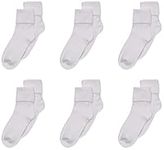 Jefferies Socks Girls' efferies Little Seamless Turn Cuff Socks (Pack of 6), White, M