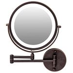 Ovente Wall Mounted Vanity Makeup Mirror 8.5 Inch with 7X Magnification & Cool LED Ring Light, Battery Operated, Dual-Sided with & 360 Degree Rotation Design, Antique Bronze (MFW85ABZ1X7X)