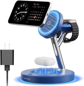 【Adjustable Blue Ambient Light】 Wireless Charger 3 in 1 for iPhone, Magnetic Charging Station for Apple Family,15W Fast MagSafe Charger Stand,for iPhone17-12-iWatch AirPods Series