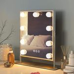 FENCHILIN Vanity Mirror with Lights Makeup Mirror with Lights 9 LED Bulbs Lighted Hollywood Mirror Light up Vanity Mirror 360° Rotation 3 Color Lighting Modes 10X Magnifying Dressing Table Mirror