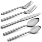 Alata Potter 20-Piece Forged Silverware Set Stainless Steel Flatware Set,Service for 4,Matte Satin Polished Cutlery Set,Dishwasher Safe