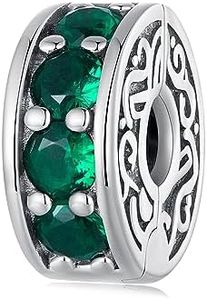 NINGAN 925 plata esterlina clip encanto esmeralda cuentas, pulsera para las mujeres Día de San Patricio encanto cuentas pulsera mujer regalo.