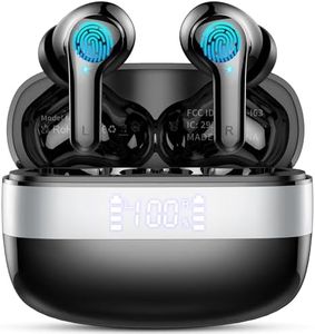 Wireless Earbuds, In Ear Headphones Bluetooth 5.3 with HiFi Stereo Deep Bass, Bluetooth Earbuds Noise Cancelling with 4 ENC Mic, LED Display, 40H Playtime, IPX7 Waterproof Earphones for Android iOS