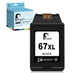 Penguin Ink Cartridges 67XL Black for HP DeskJet 2855e 2842e 2800e 1255 Envy 6420 6422e 6050 6052 6055 6055e 1255 Envy Pro 6452 6455e 6458 Printer Remanufactured 67 XL hp 67xl Noire 1-Pack