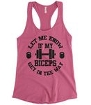 Cybertela Women's Let Me Know If My Biceps. Funny Workout Racerback Tank Top (Pink, Small)