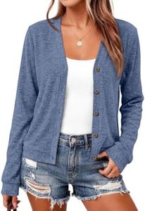 LILLUSORY Lightweight Fall Cardigan Sweaters for Women Blue S