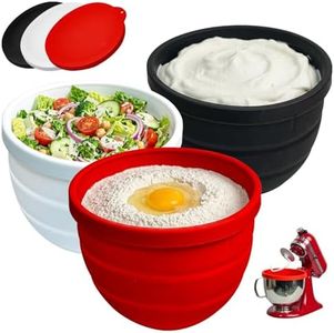 Silicone Bowl Liners for KitchenAid Tilt-Head 5 Qt Stand Mixers, 3 Silicone Liners & Lids/Extra-Thick/Odourless/Dishwasher Safe/Food Grade/Kitchen Aid Accessories and Attachments for Baking