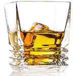 PrimeWorld Rock Crystal Whiskey Glasses Set of 6 pcs- Bar Glass for Drinking Bourbon, Whisky, Scotch, Cocktails, Cognac- Old Fashioned Cocktail Tumblers