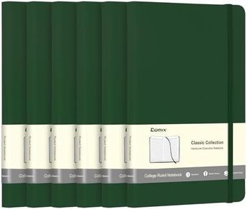 Comix 6 Pack Lined Journal Notebooks for Work, 240 Pages, 5.5"x8.3", Dark Green, Hardcover, A5 Medium College Ruled, Journaling Notebooks for Notes-taking, Fits for Office School Home