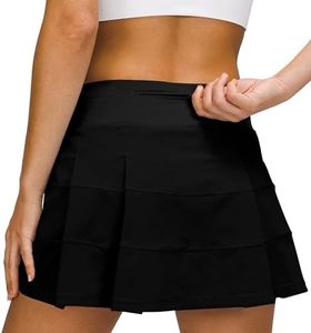 MCEDAR Pleated Tennis Skirts for Women with Pockets Golf Skorts Workout Running Sports Athletic Skirts Casual Black/14, XX-Large