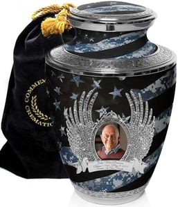Military Cremation Urn for Ashes Adult Male - Beautifully Handcrafted Decorative Urns & Personalized Military Urns for Human Ashes Adult Man Blue Camouflage