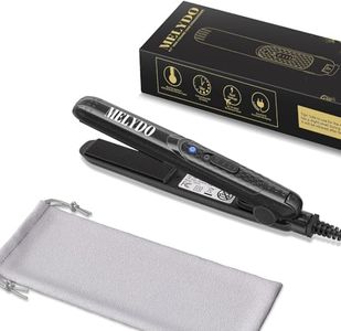 MELYDO Mini Flat Iron, Ceramic Tourmaline Small Hair Straightener for Short Hair/Bangs, Dual Voltage Travel Hair Straightener, Portable Mini Straightener with Storage Pouch(Black)