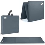 Xn8 Sports Tri-Fold Gymnastics Tumble Mat - 6cm Thick & 6Ft Long Foldable Gymnastic Exercise Mat for Kids and Adults- Non Slip PU Leather Surface Crash Mat with Carrying Handles for Yoga Pilates