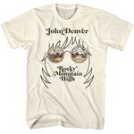 American Classics John Denver Rocky Mountain High Landscape Mens Short Sleeve T Shirts Folk Vintage Style Graphic Tees, Natural, Medium