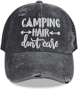 MANMESH HATT Camping Hair Don't Care Hat, Camp Accessories for Outdoor Sport, Vintage Washed Distressed Mesh Baseball Cap