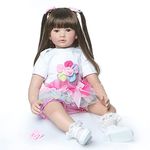 TERABITHIA 24 Inches 60CM Big Size Silicone Vinyl Reborn Toddler Princess Girl Doll Rainbow Dress Weighted Cloth Body Newborn Dolls That Look Realistic Child Xmas Birthday Gift