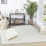 Livabliss Home Shaggy Rug - Modern Berber Rug Living Room 160x220 cm, Soft Shaggy Rugs for Bedroom - Neutral Boho Fluffy Rug, Easy Care Plush Thick Pile - Large Rug, White Rug