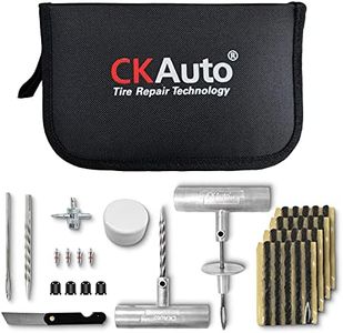 CKAuto Universal Tire Repair Kit, Heavy Duty Car Emergency Tool Kit for Flat Tire Puncture Repair, 36 Pcs Value Pack, Tire Plug Kit fit for Autos, Cars, Motorcycles, Trucks, RVs, etc.