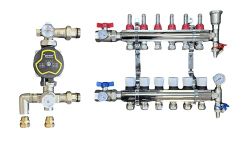 Wärmer System 6 Port Underfloor Heating Manifold with 'A' Rated Auto Pump GPA25-6 III and Blending Valve Set