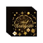 20Pcs Happy New Year Eve Party Paper Napkins,Happy New Year Eve Table Decorations Serviette Napkin Black Gold Napkins Tissue Paper Luncheon Dinner Napkins for New Year Eve Party Supplies